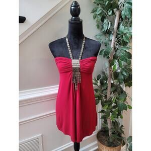 XXI Off the Shoulders Top Women's Size SP Red Viscose Strapless Sleeveless